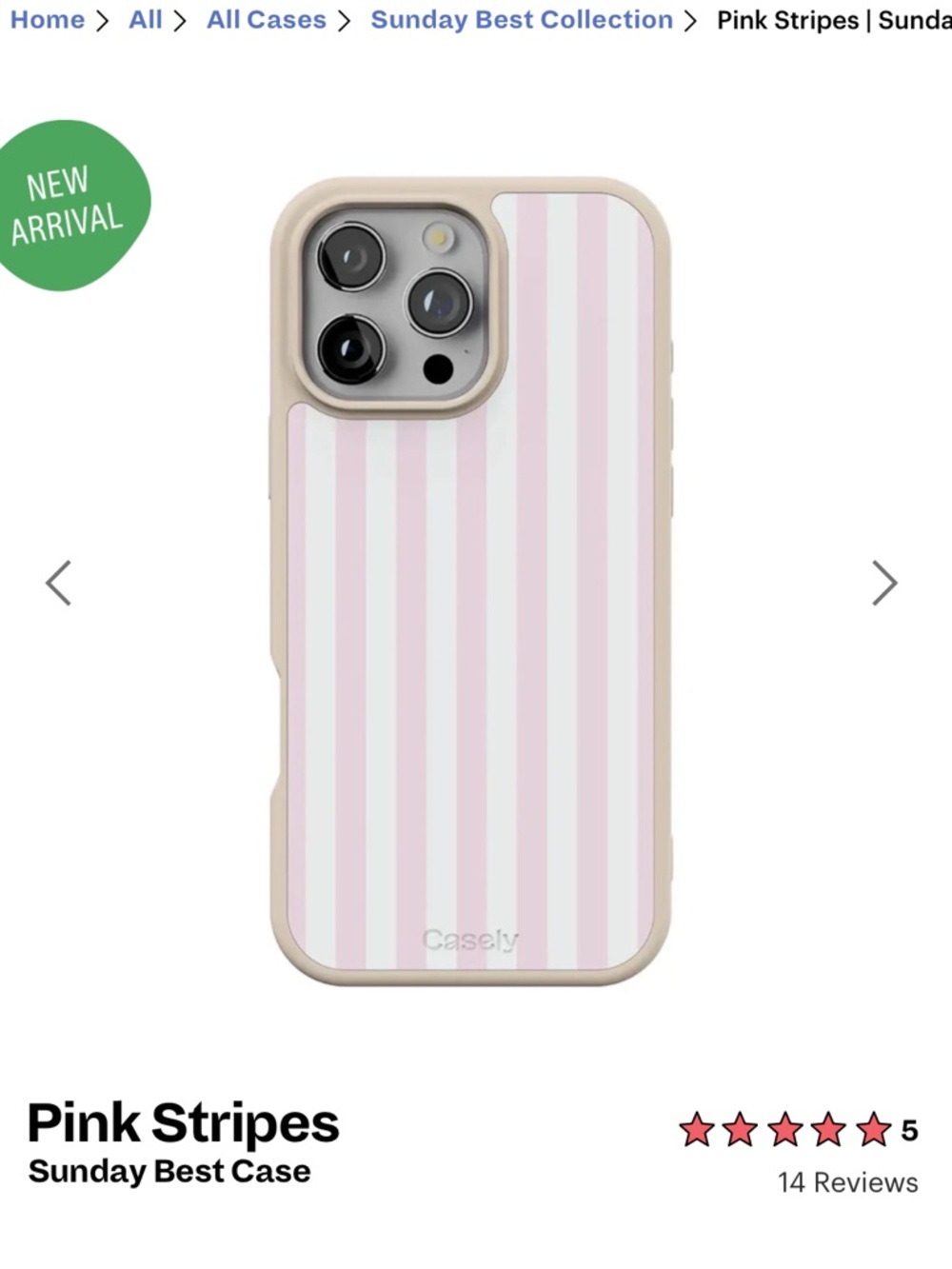 Casely Sundays best pink stripe iPhone 16 pro case